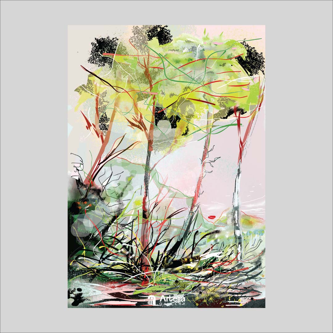 ภาพจำ ฉากนัยใจ NO.125 โดย หงา คาราวาน ศิลปินแห่งชาติ ภาพเขียนดิจิทัลปริ้นท์