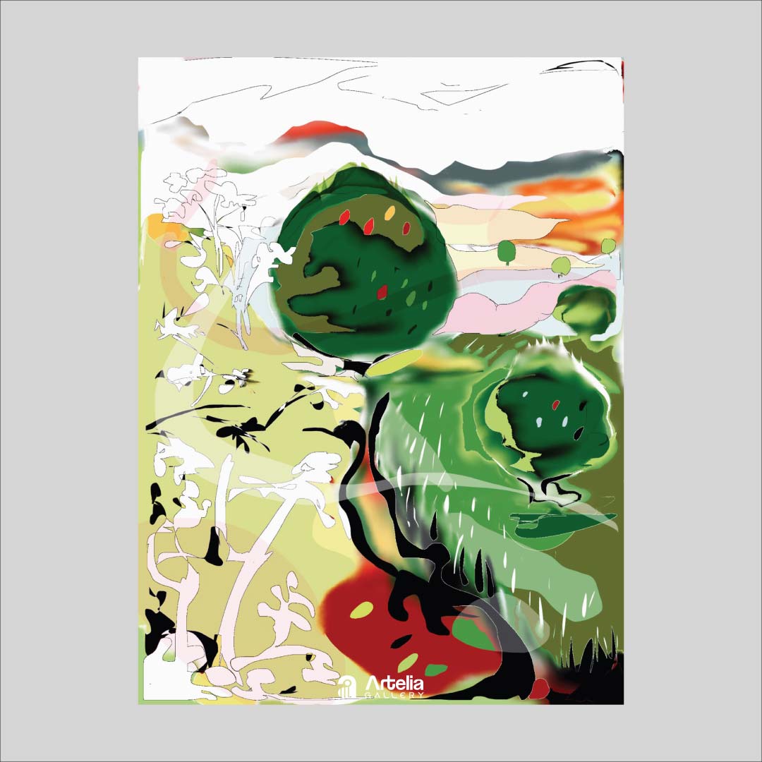 ภาพจำ ฉากนัยใจ NO.149 โดย หงา คาราวาน ศิลปินแห่งชาติ ภาพเขียนดิจิทัลปริ้นท์