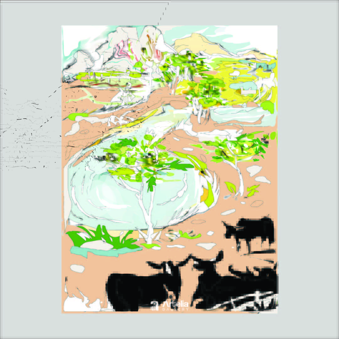 ภาพจำ ฉากนัยใจ NO.33 โดย หงา คาราวาน ศิลปินแห่งชาติ ภาพเขียนดิจิทัลปริ้นท์